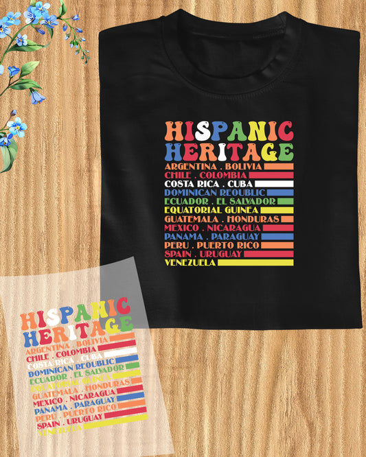 Hispanic Heritage Country Trendy DTF Transfer Film