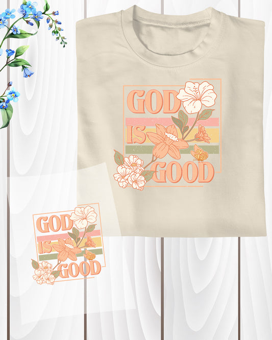 God is Good Trendy Boho Floral DTF Transfer Film