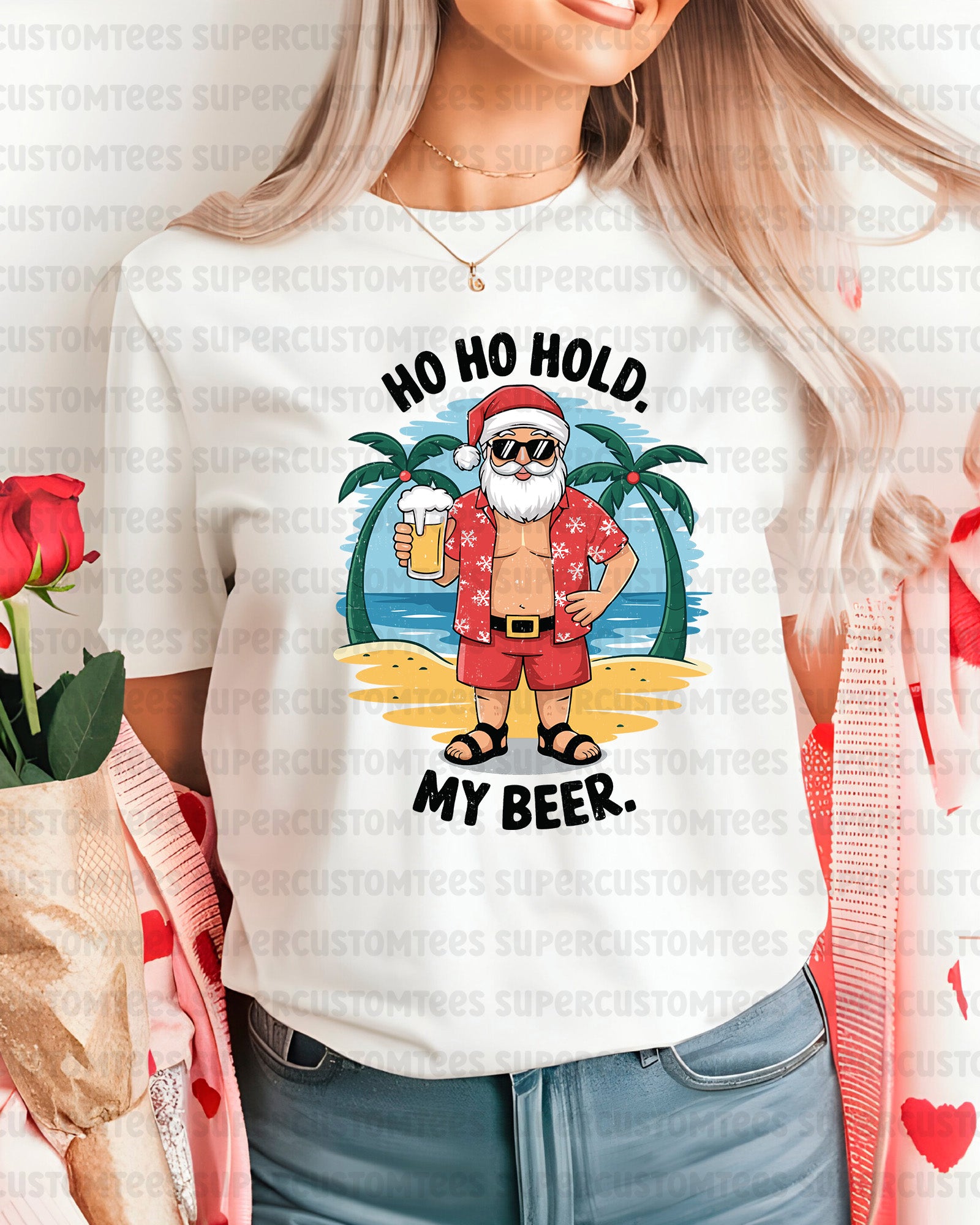 Ho Ho Hold My Beer Christmas In Summer Santa Heat Transfers