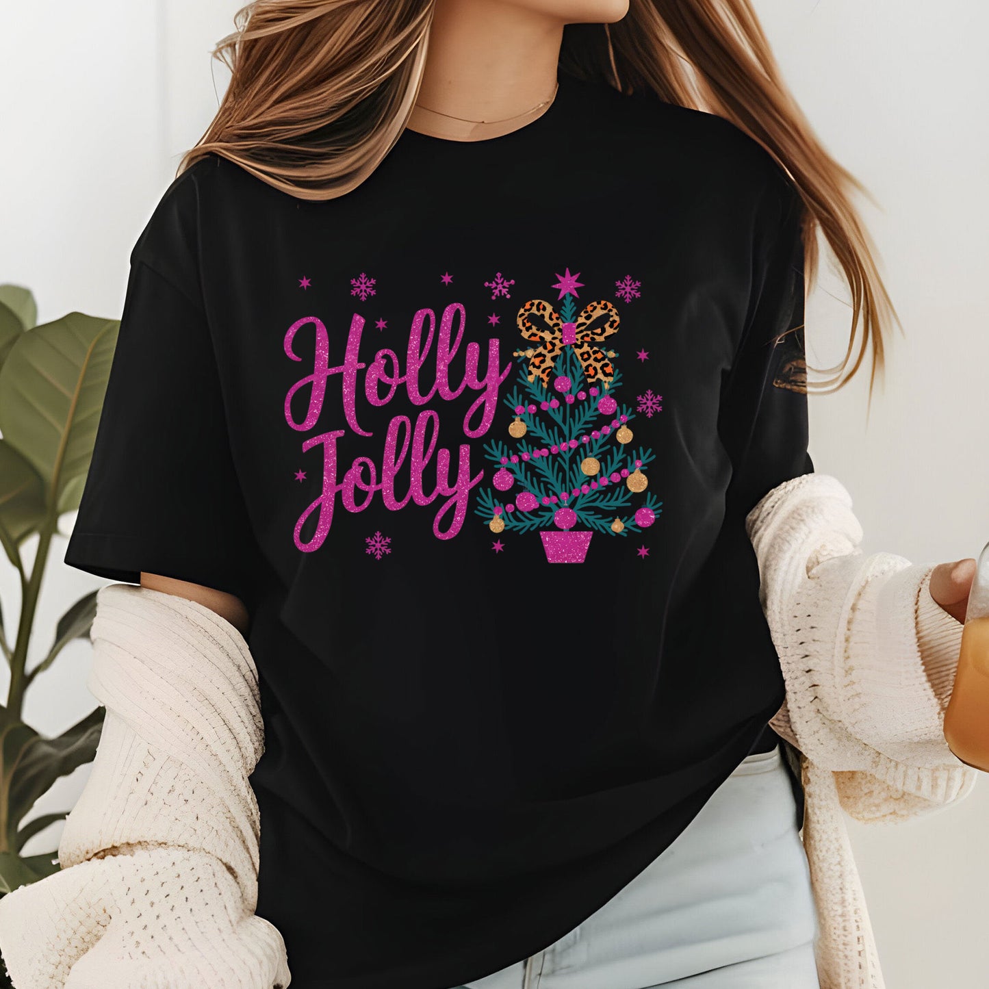 Holly Jolly Christmas Glitter DTF Transfer