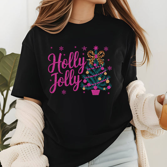 Holly Jolly Christmas Glitter DTF Transfer