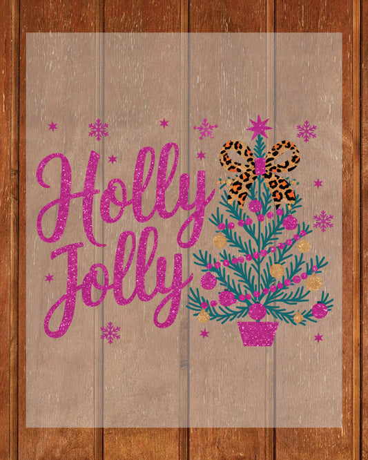 Holly Jolly Christmas Glitter DTF Transfer