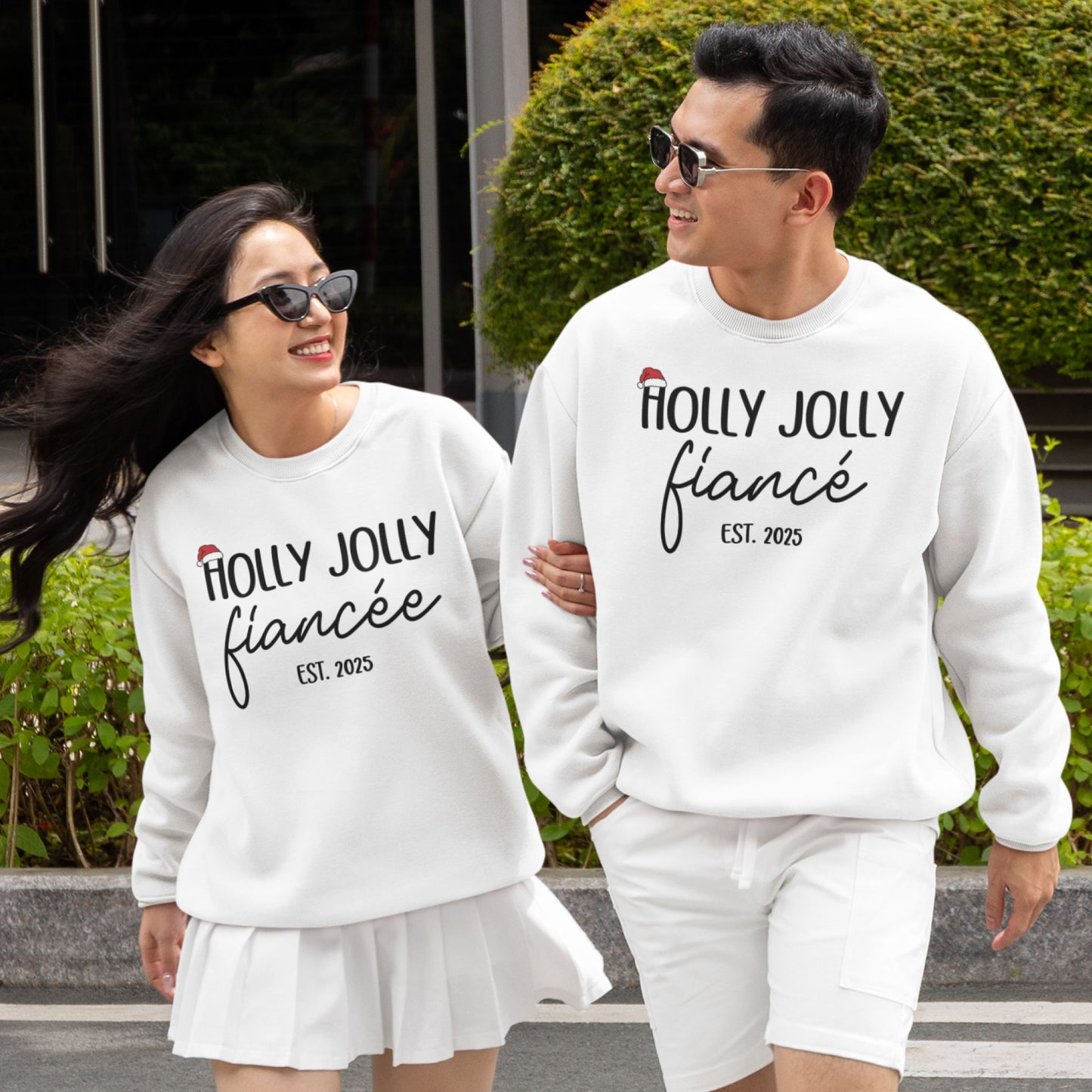 Fiance Christmas Couple Sweatshirt, Fiancee Matching Christmas Shirts, Engaged Couple 2025 Tee, Christmas Engagement Announcement Shirts