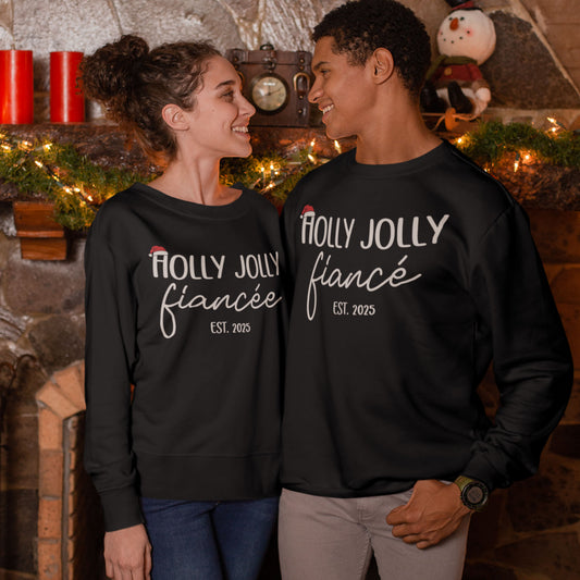Fiance Christmas Couple Sweatshirt, Fiancee Matching Christmas Shirts, Engaged Couple 2025 Tee, Christmas Engagement Announcement Shirts
