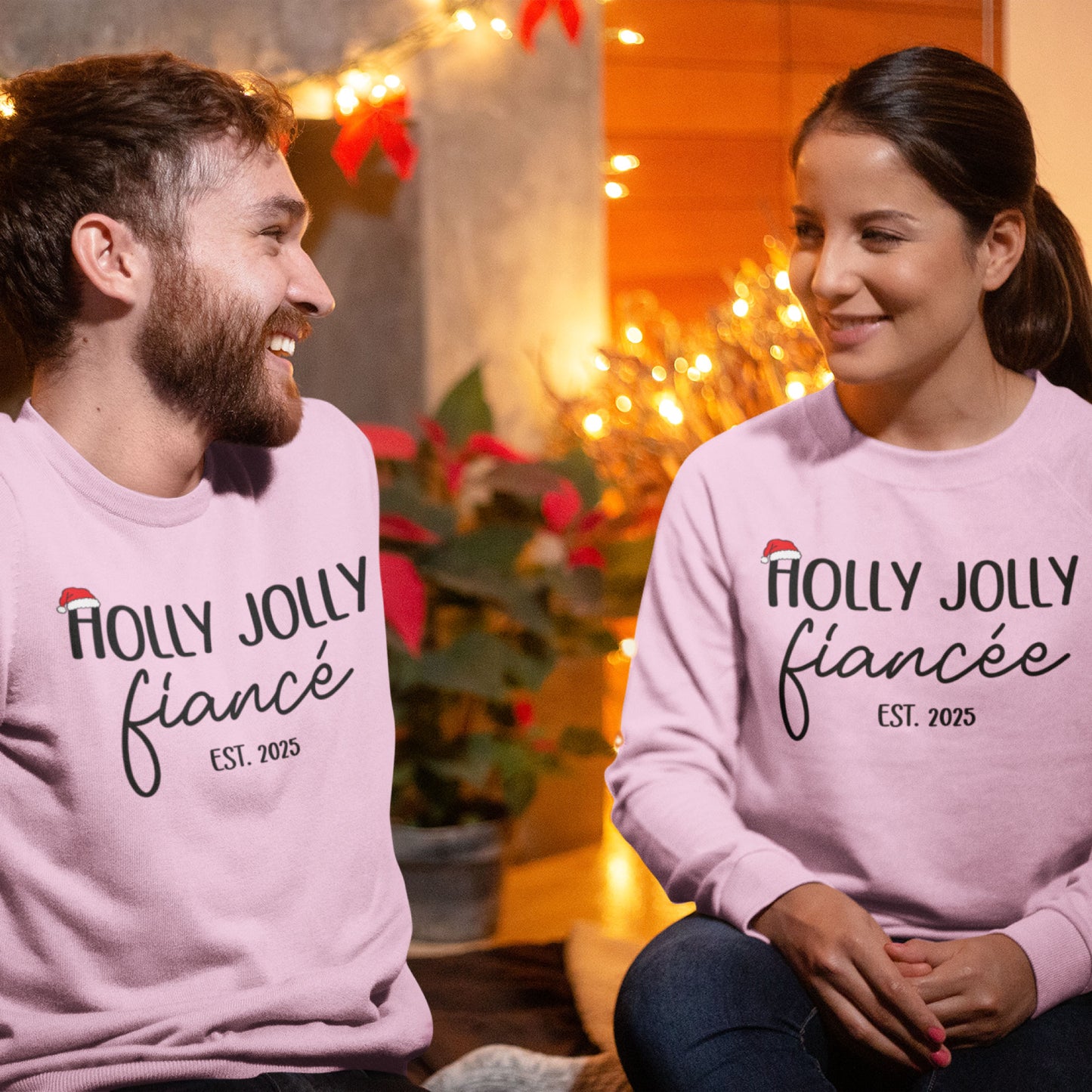 Fiance Christmas Couple Sweatshirt, Fiancee Matching Christmas Shirts, Engaged Couple 2025 Tee, Christmas Engagement Announcement Shirts
