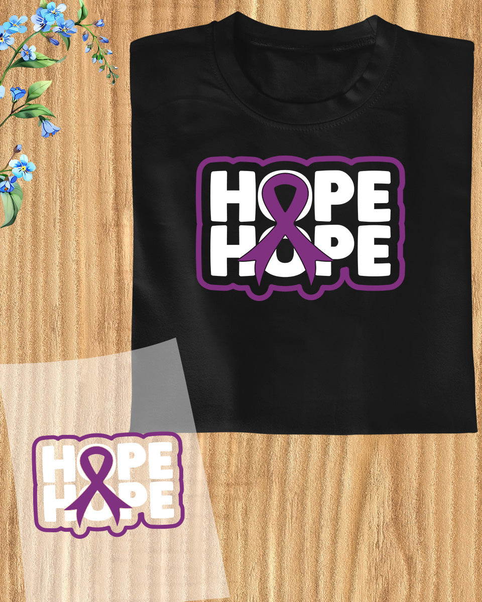 Alzheimer Awareness Hope Purple Ribbon DTF Transfer Film