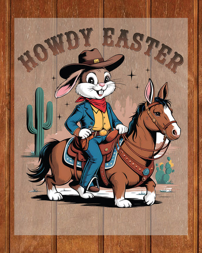 Howdy Easter Cowboy Bunny DTF Transfer