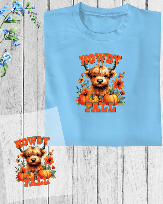 Howdy Fall Pumpkin Cartoon DTF Transfer Film