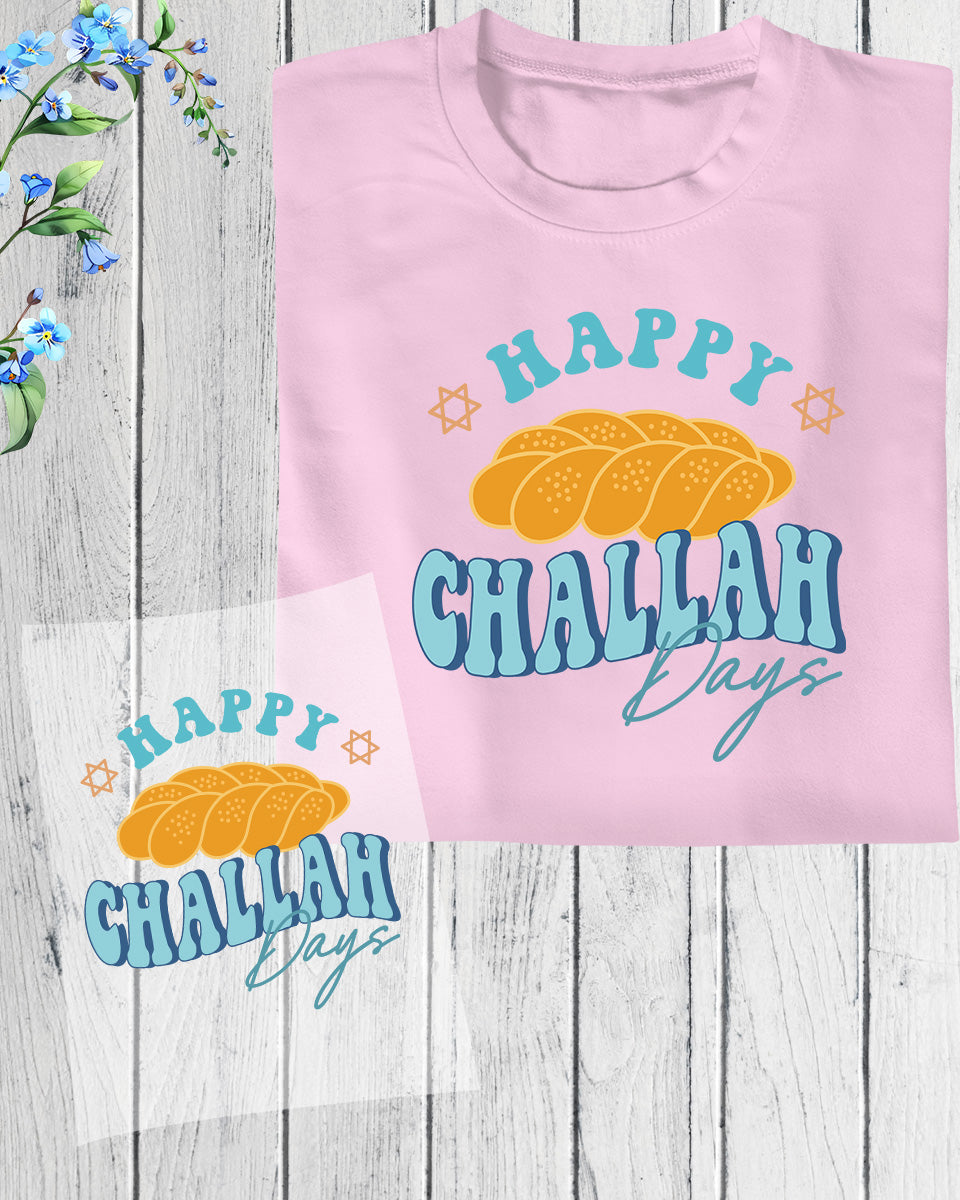 Happy Challah Days Hanukkah DTF Transfer Sheets