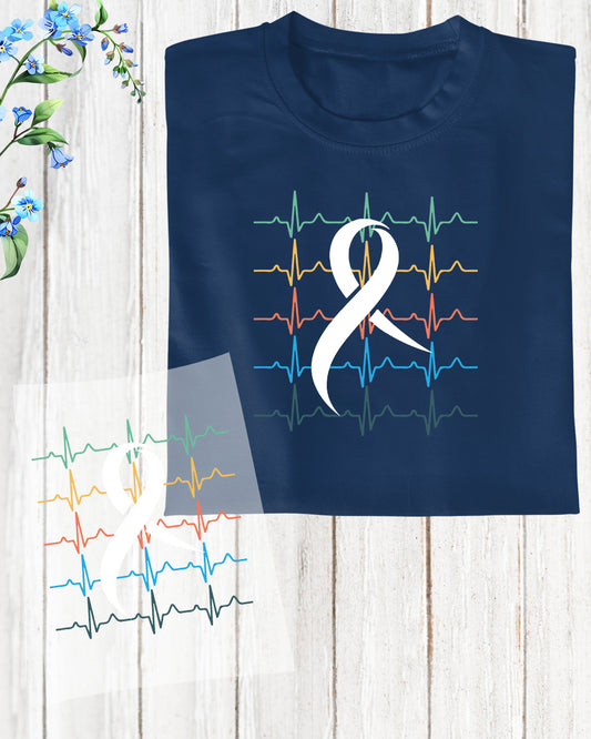 Lung Cancer Awareness Heart DTF Transfer Film