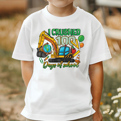 I Crushed 100 Days of School DTF Transfer, Ready to Press Heat Transfer for Shirts, Fun 100 Days of School Design, UV Sticker