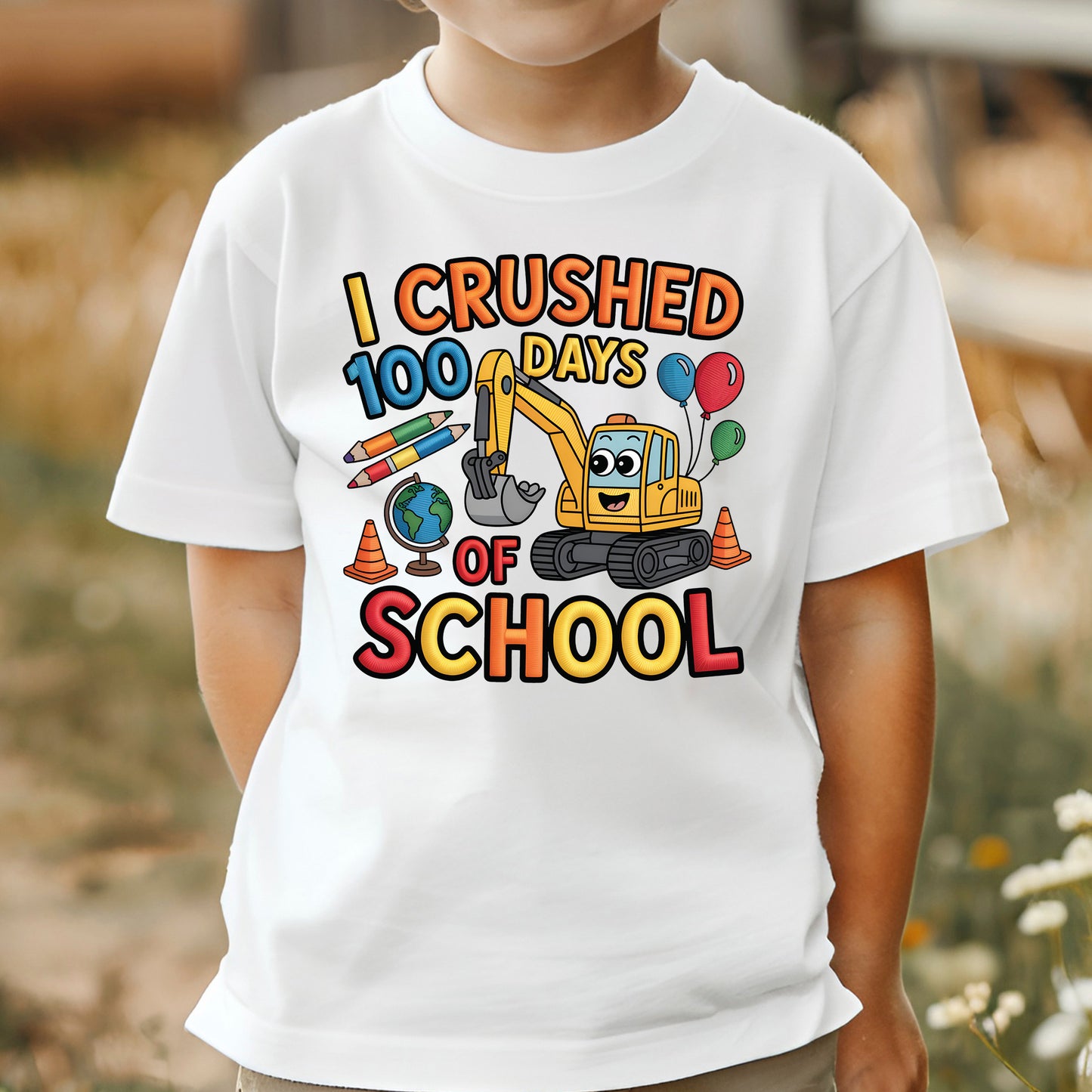 I Crushed 100 Days of School Embroidery DTF Transfer, Ready to Press Heat Transfer for Shirts, Fun 100 Days of School Design, UV Sticker