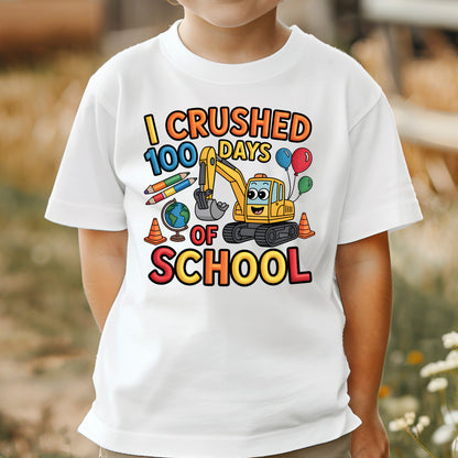 I Crushed 100 Days of School Embroidery DTF Transfer, Ready to Press Heat Transfer for Shirts, Fun 100 Days of School Design, UV Sticker