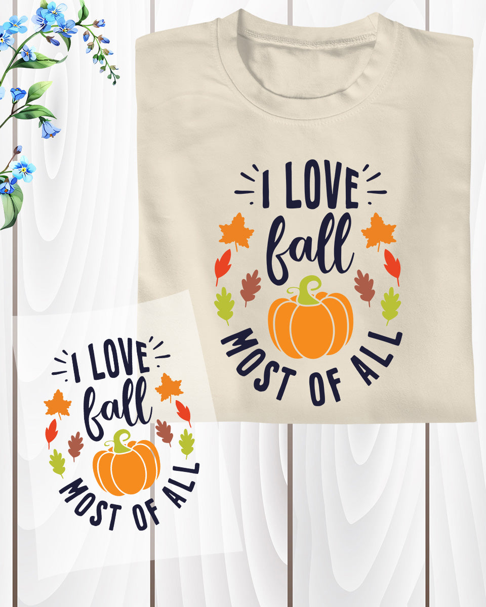 I Love Fall Most of All DTF Transfer Ready to Press