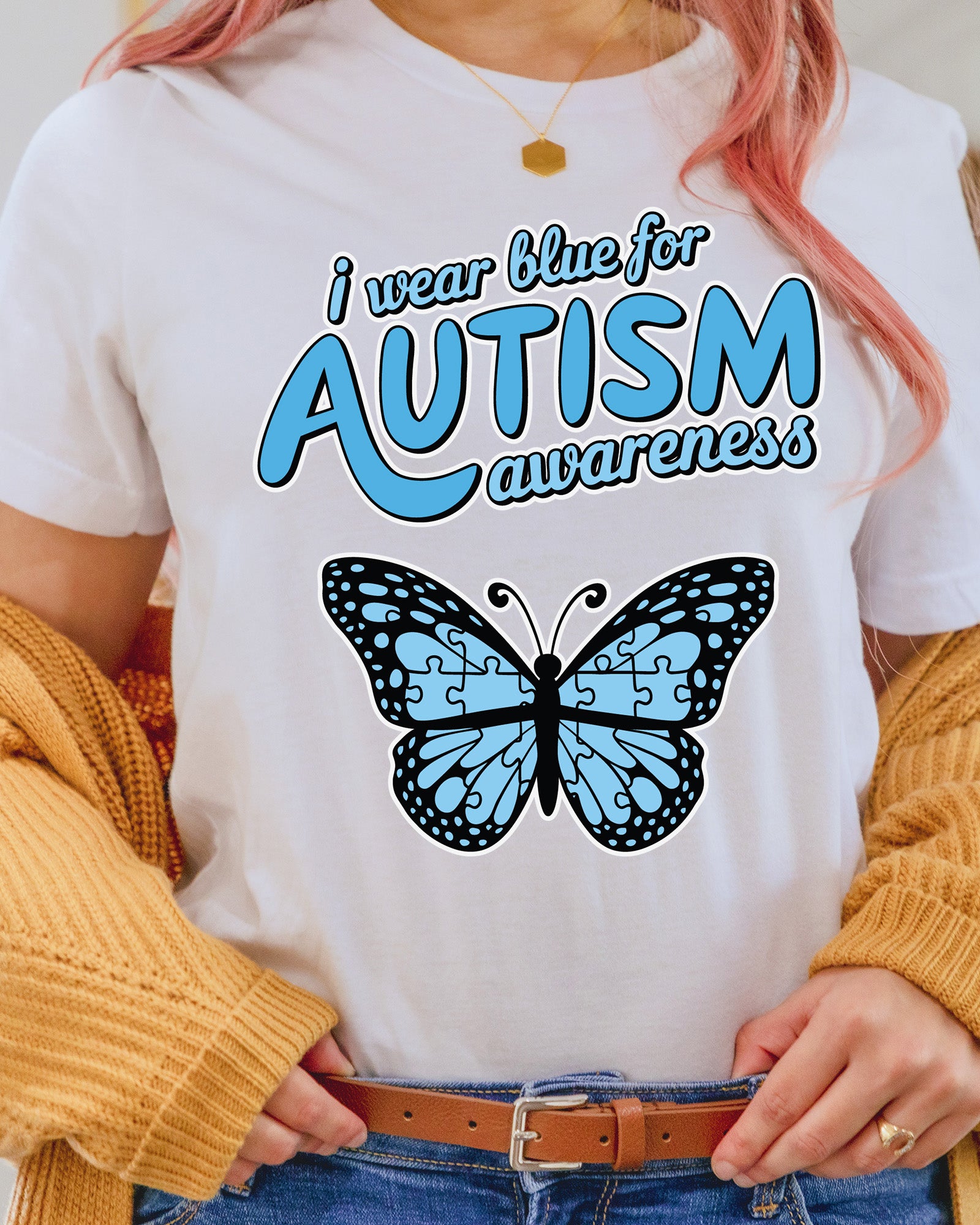 I Wear Blue For Autism Awareness DTF Transfer