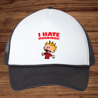 Cartoon DTF Transfer Ready to Press, I Hate Mornings Funny Heat Transfer For Shirt, Vintage Character UV Sticker Prints