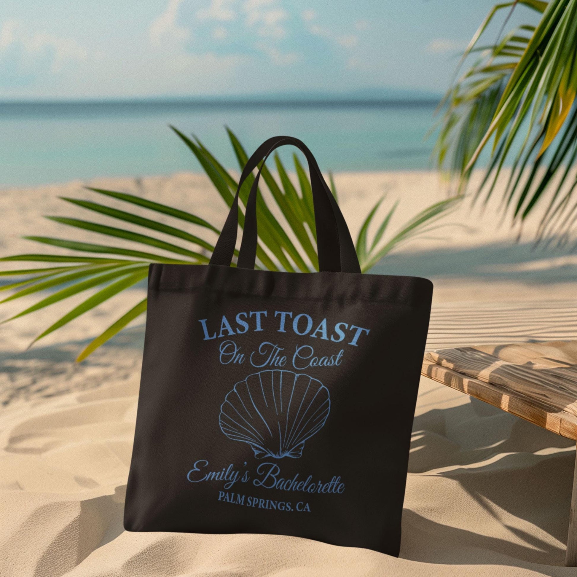 Bachelorette Personalized Tote, Last Toast on the Coast Bachelorette Tote Bag, Coastal Bach Party Custom Bag for Bridesmaid