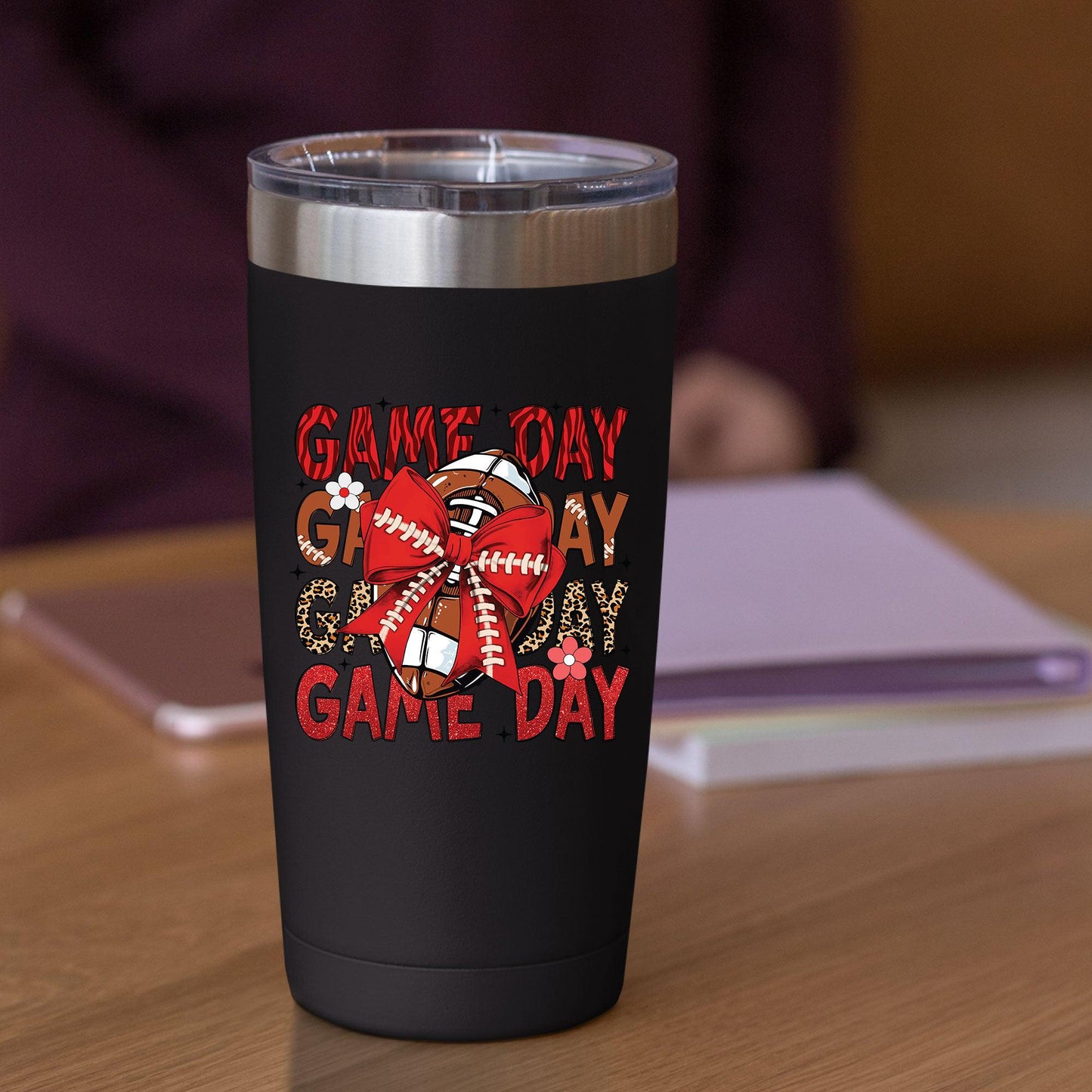 Game Day Red Football DTF Transfer Ready to press, Game Heat for Shirts Red Football iron on Transfer, Game Day Red Football UV Sticker