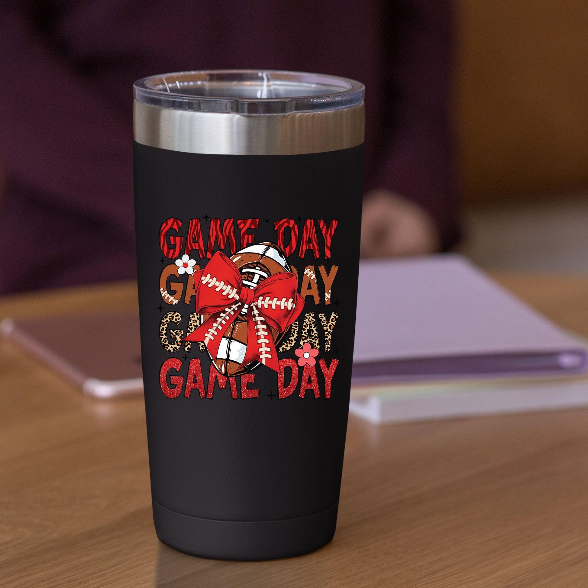 Game Day Red Football DTF Transfer Ready to press, Game Heat for Shirts Red Football iron on Transfer, Game Day Red Football UV Sticker