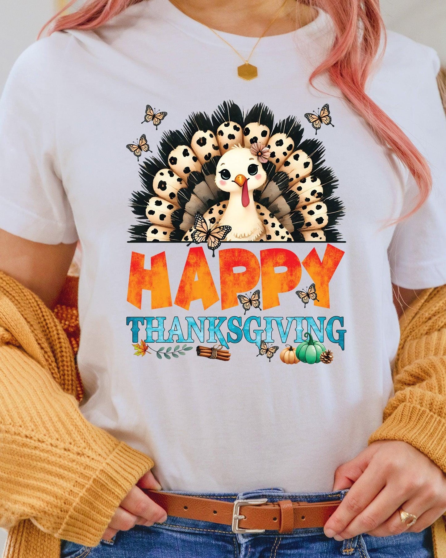 Happy Thanksgiving DTF Transfer Ready to Press, Funny Thanksgiving Turkey Heat Transfer For Shirts, Turkey Thankful UV Sticker