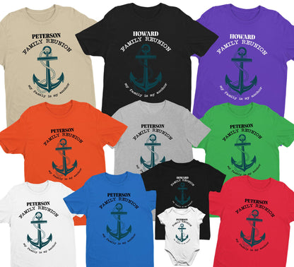 Custom Family Reunion My Family is My Anchor Shirt Family Matching T Shirts for Reunion 2025 Personalized Family Name Tees Shirt
