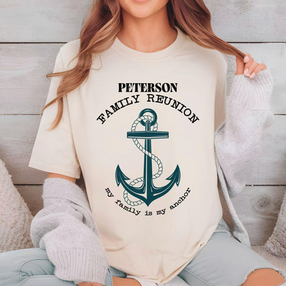 Custom Family Reunion My Family is My Anchor Shirt Family Matching T Shirts for Reunion 2025 Personalized Family Name Tees Shirt