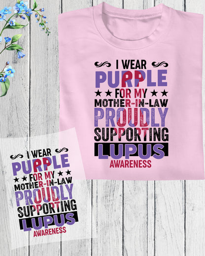 I Wear Purple For Mother In Law DTF Transfer Film