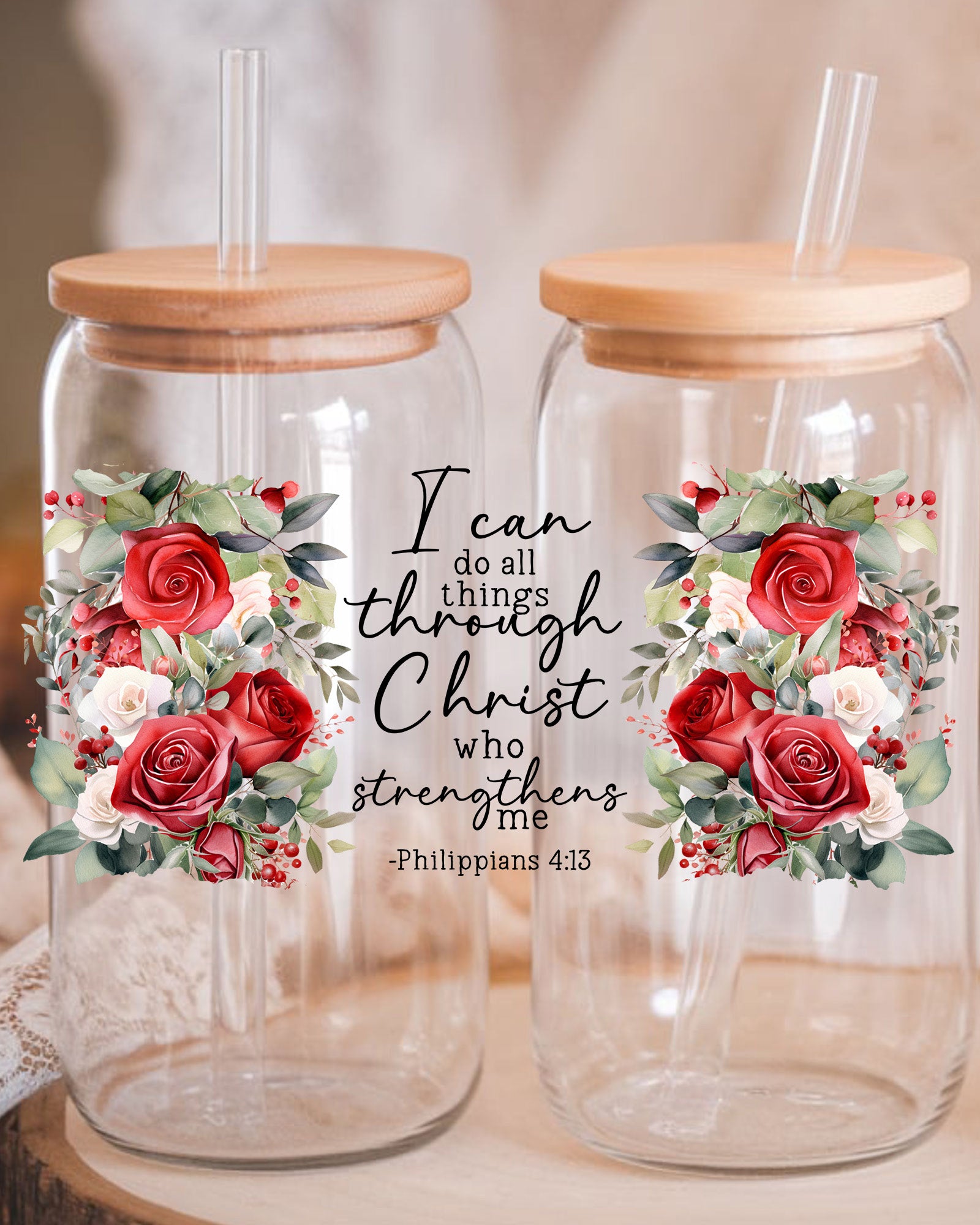 Jesus Christ Glass Tumbler UV sticker