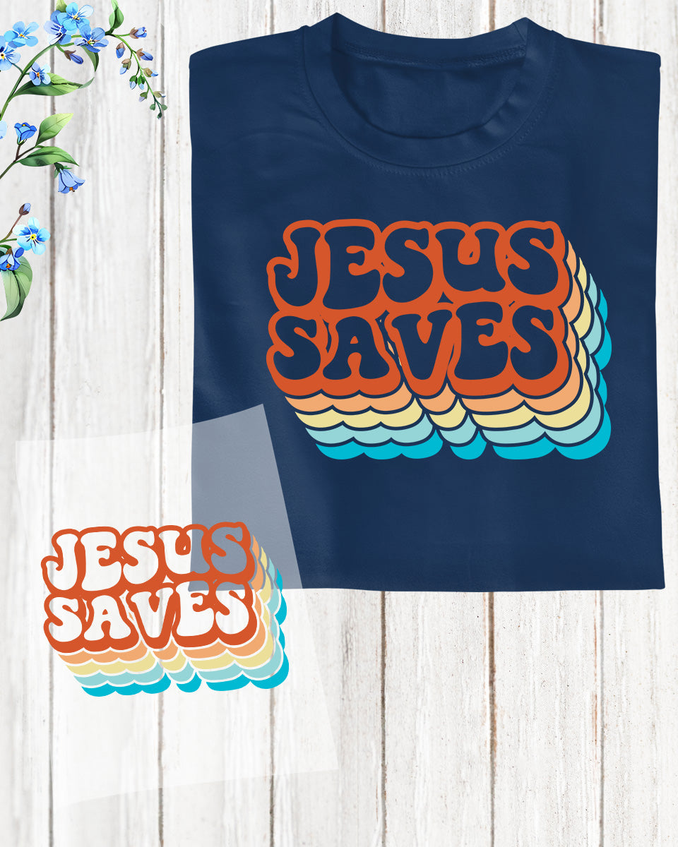 Jesus Saves Vintage Christian DTF Transfer Film