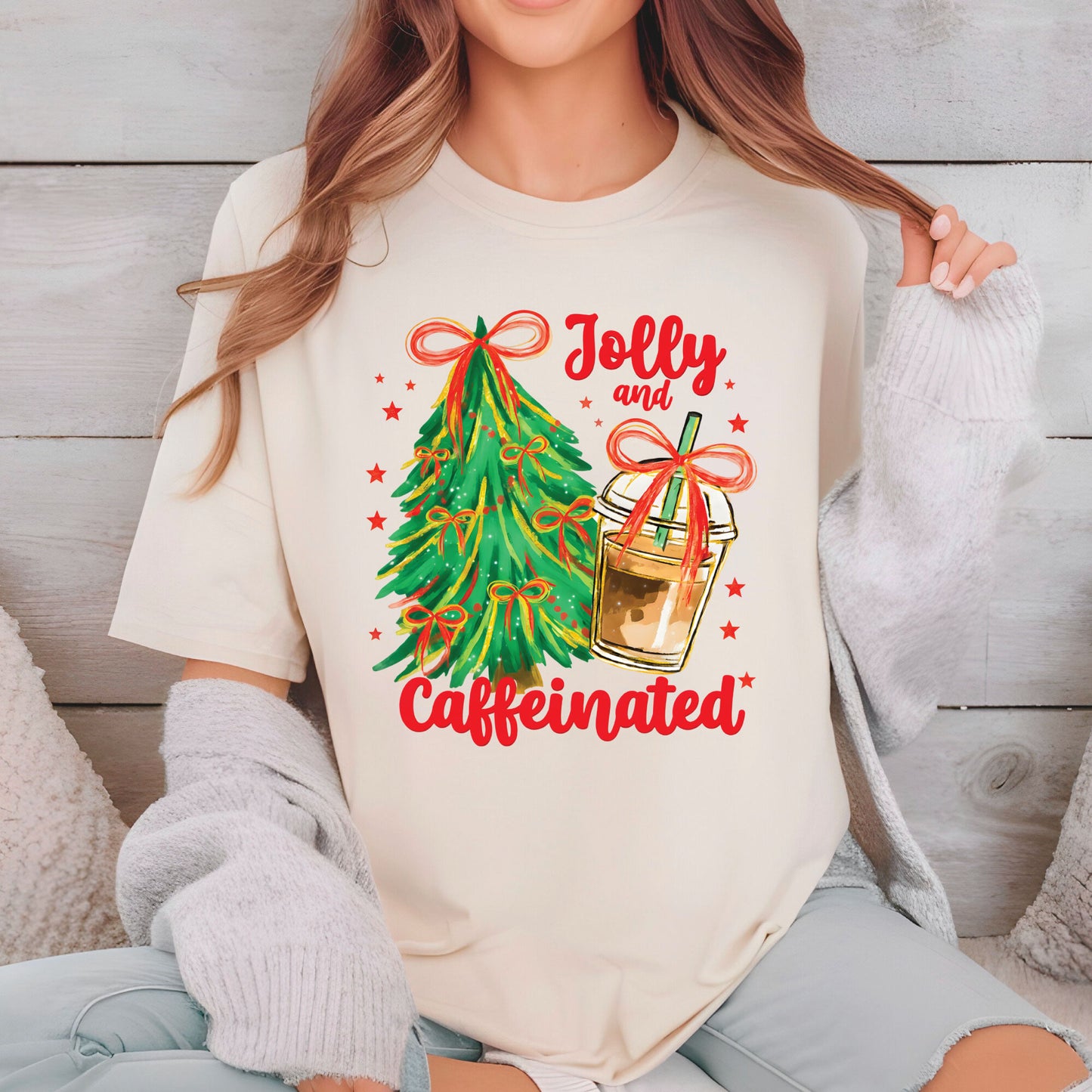 Jolly and Caffeinated Christmas Tree DTF
