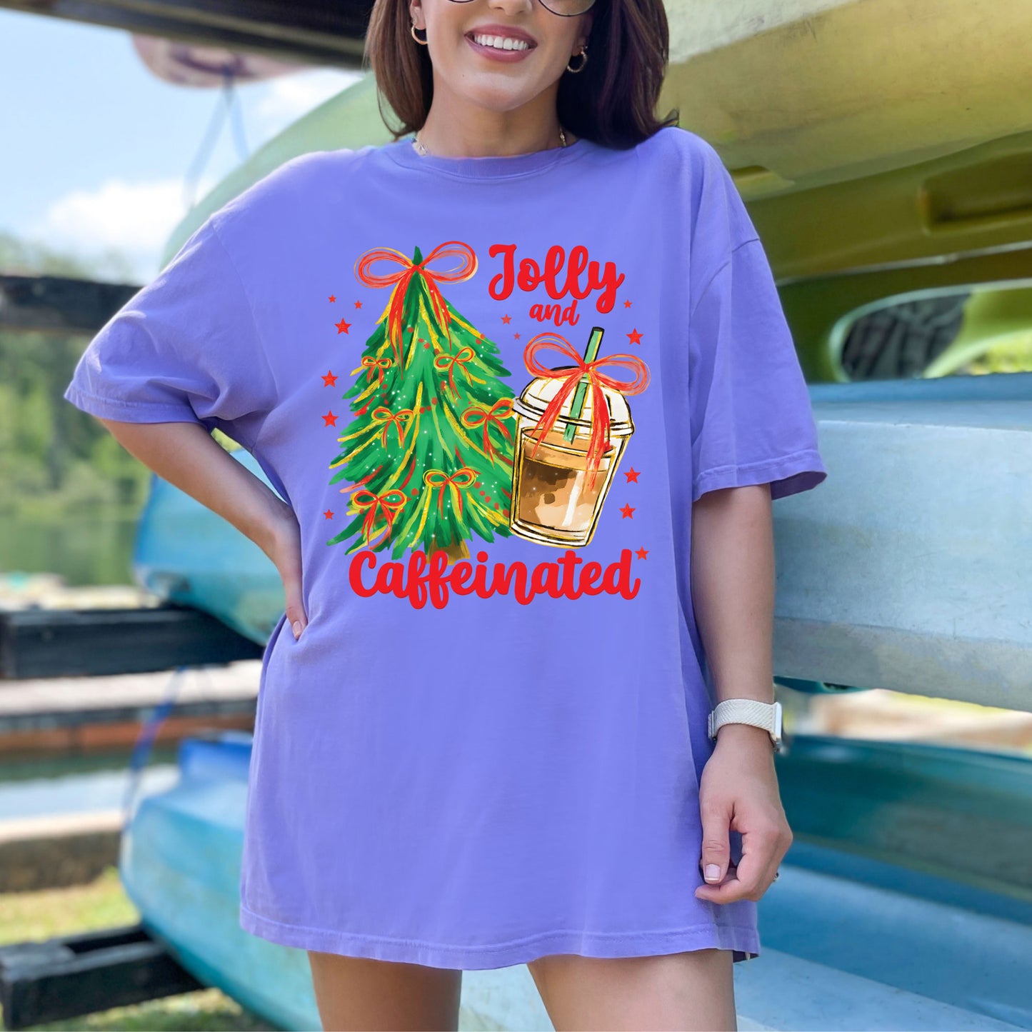 Jolly and Caffeinated Christmas Tree DTF