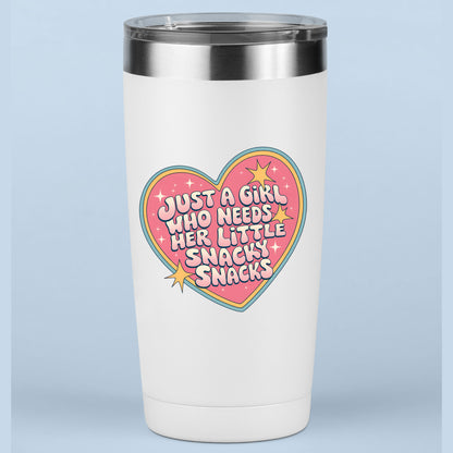 Just A Girl Who Needs Her Little Snacky Snacks DTF Transfer Ready to Press, Sarcastic Heat Transfer For Shirt, Snacky UV Sticker Prints