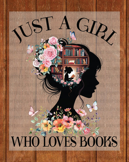 Just a Girl Who Love Book Heat Transfer for Shirt