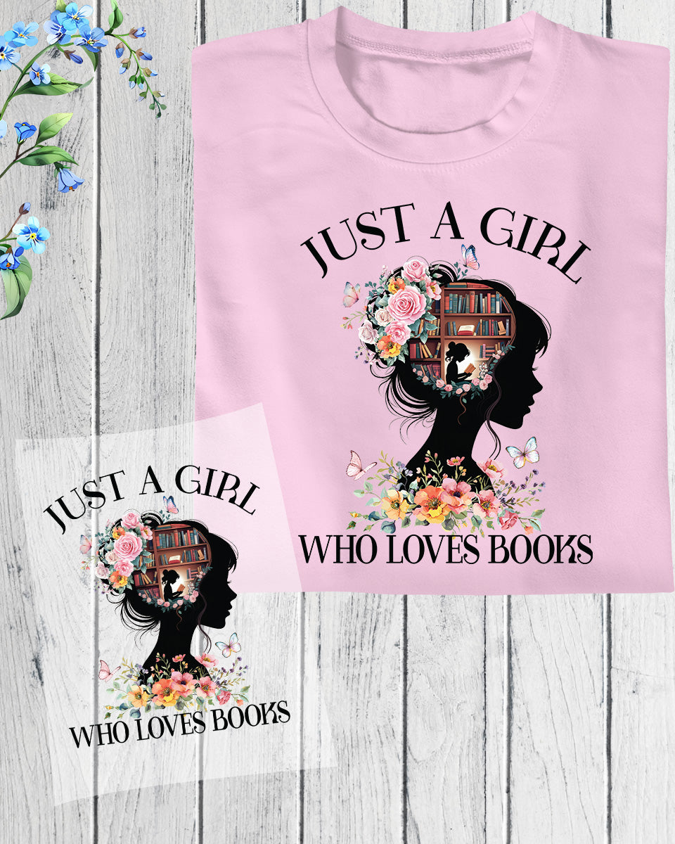 Just a Girl Who Love Book Heat Transfer for Shirt