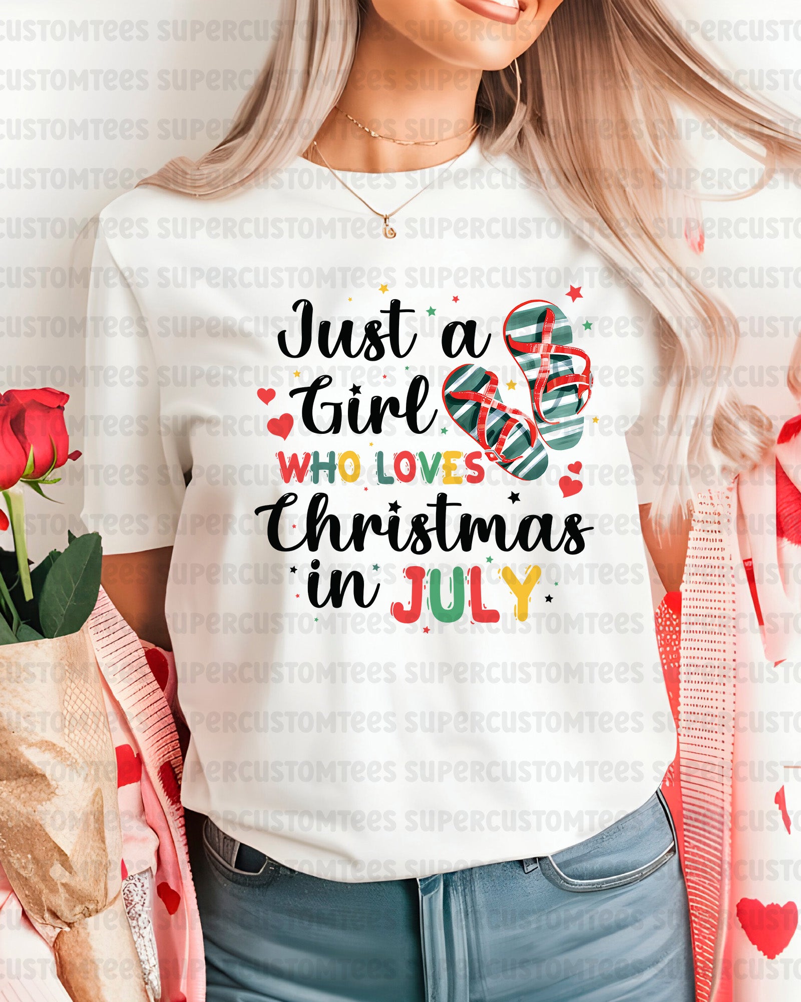 Just a Girl Who Loves Christmas In July DTF Transfer
