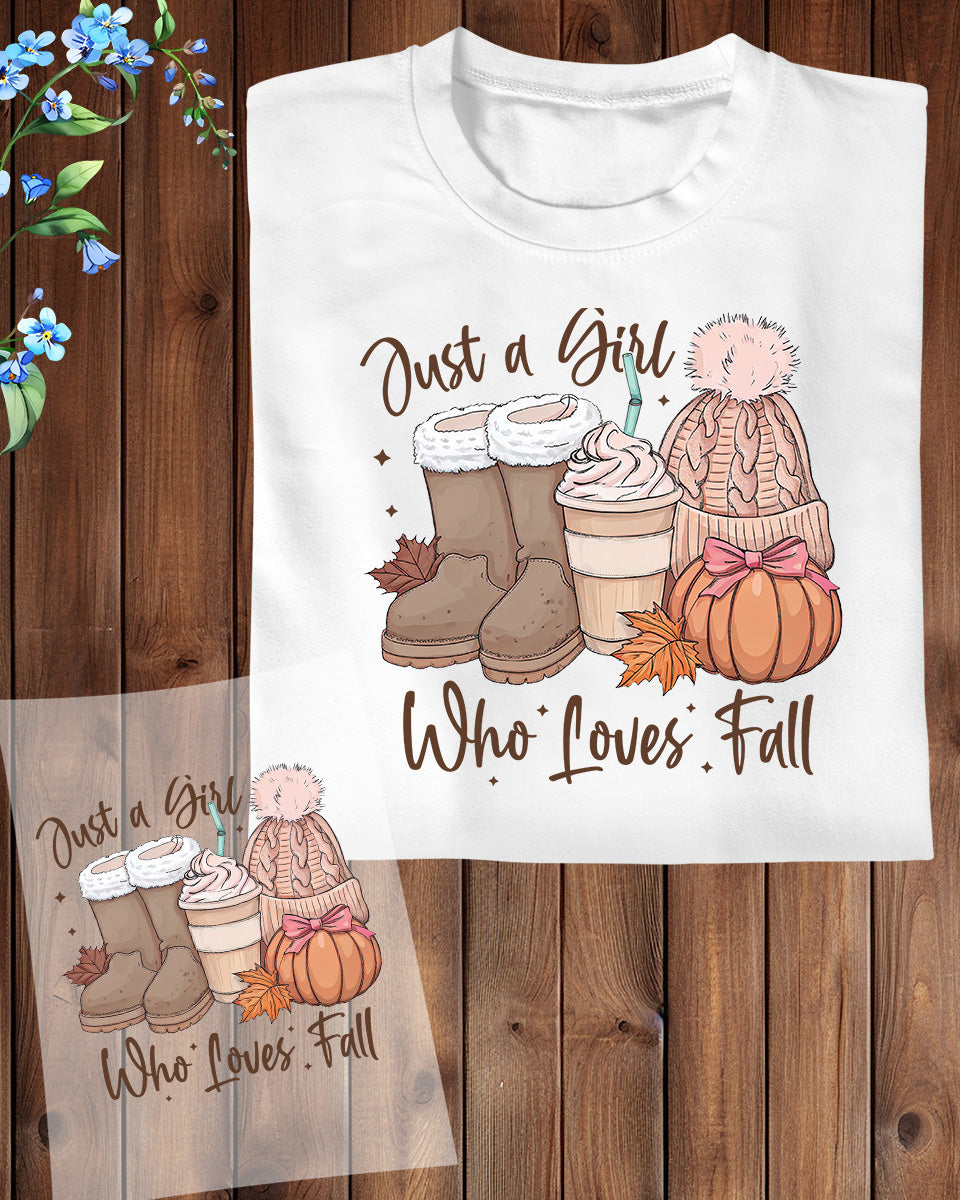 Just a Girl Who Loves Fall Autumn DTF Transfer