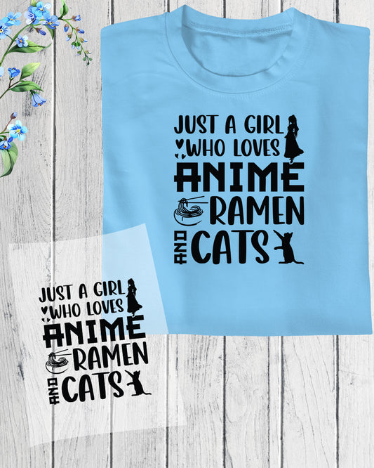 Anime Ramen and Cats DTF Transfer Film