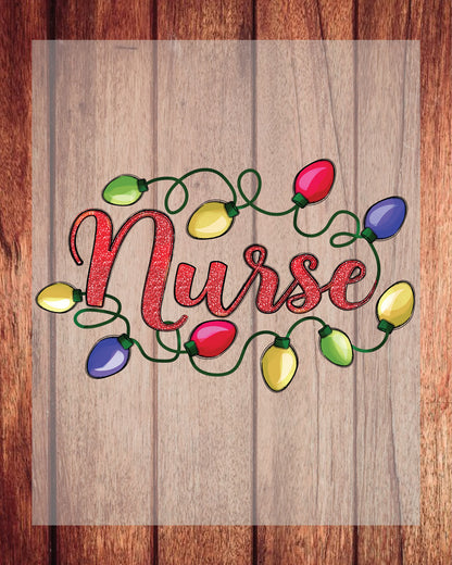 Nurse Christmas Light DTF Transfer Film