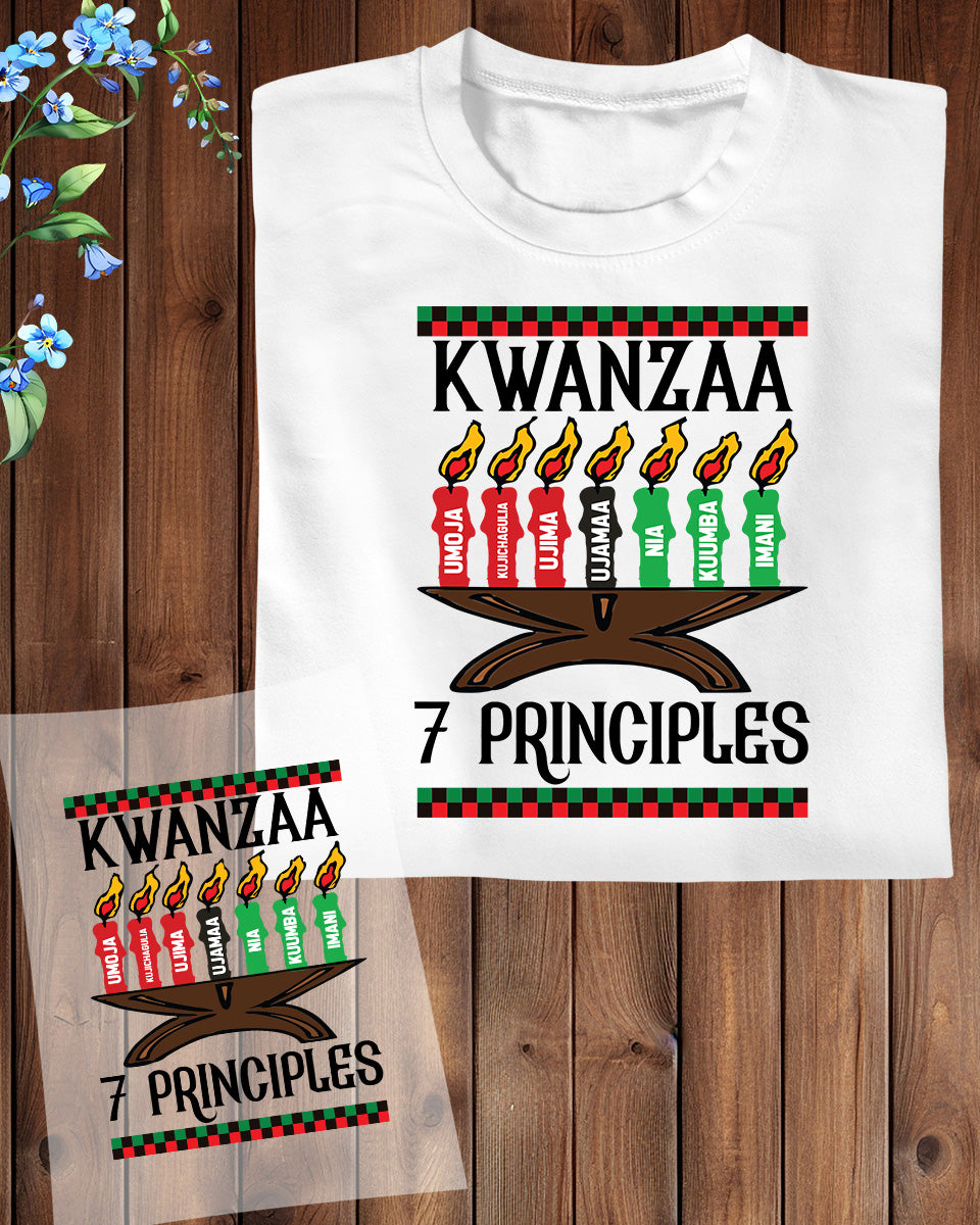 Principles of Kwanzaa Celebration Candle DTF Transfer Film