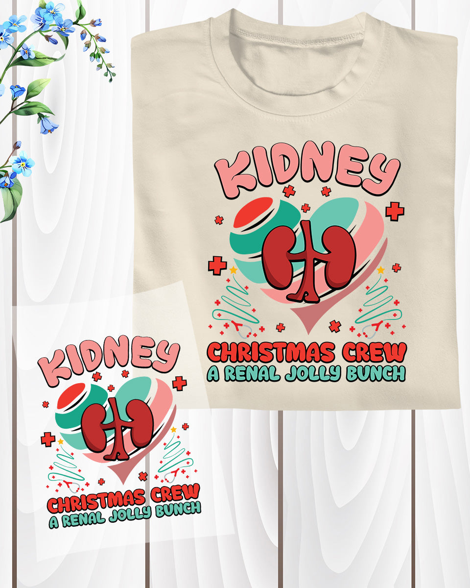 Kidney Christmas Crew Nurse DTF Transfer Film