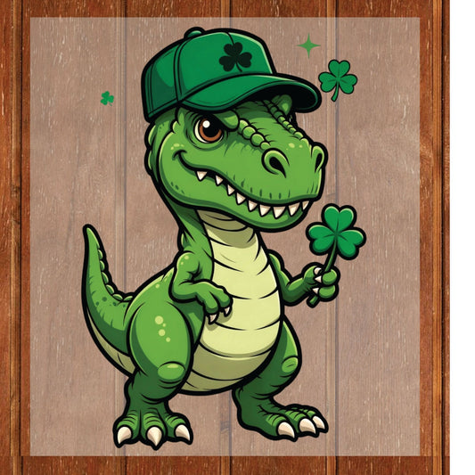 Kids St Patrick’s Day T-Rex DTF Transfer ready to Press St Patrick's Heat Transfer for Shirts Irish UV Sticker Prints Iron on Transfer