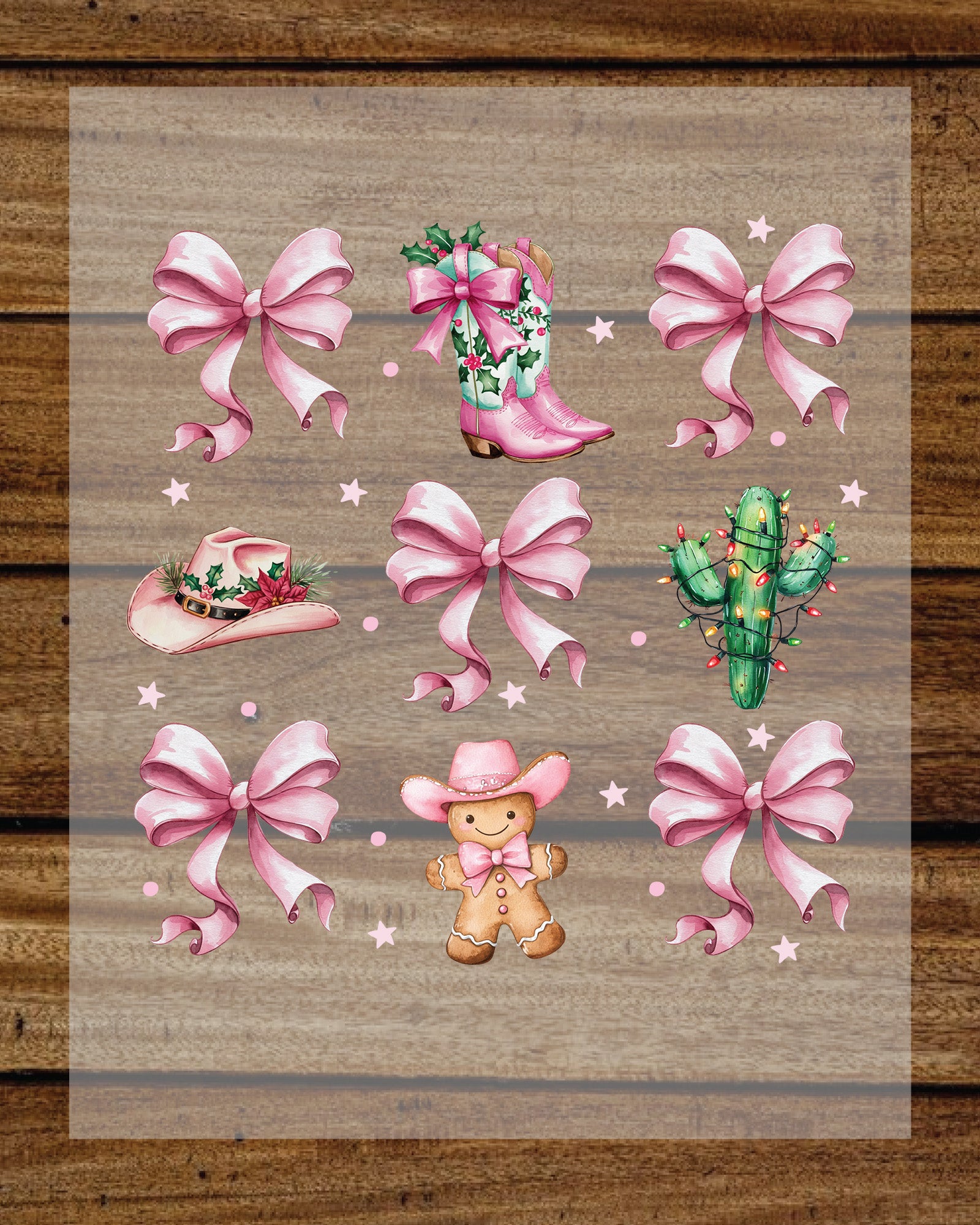 Western Christmas Coquette Bow DTF Transfer Film