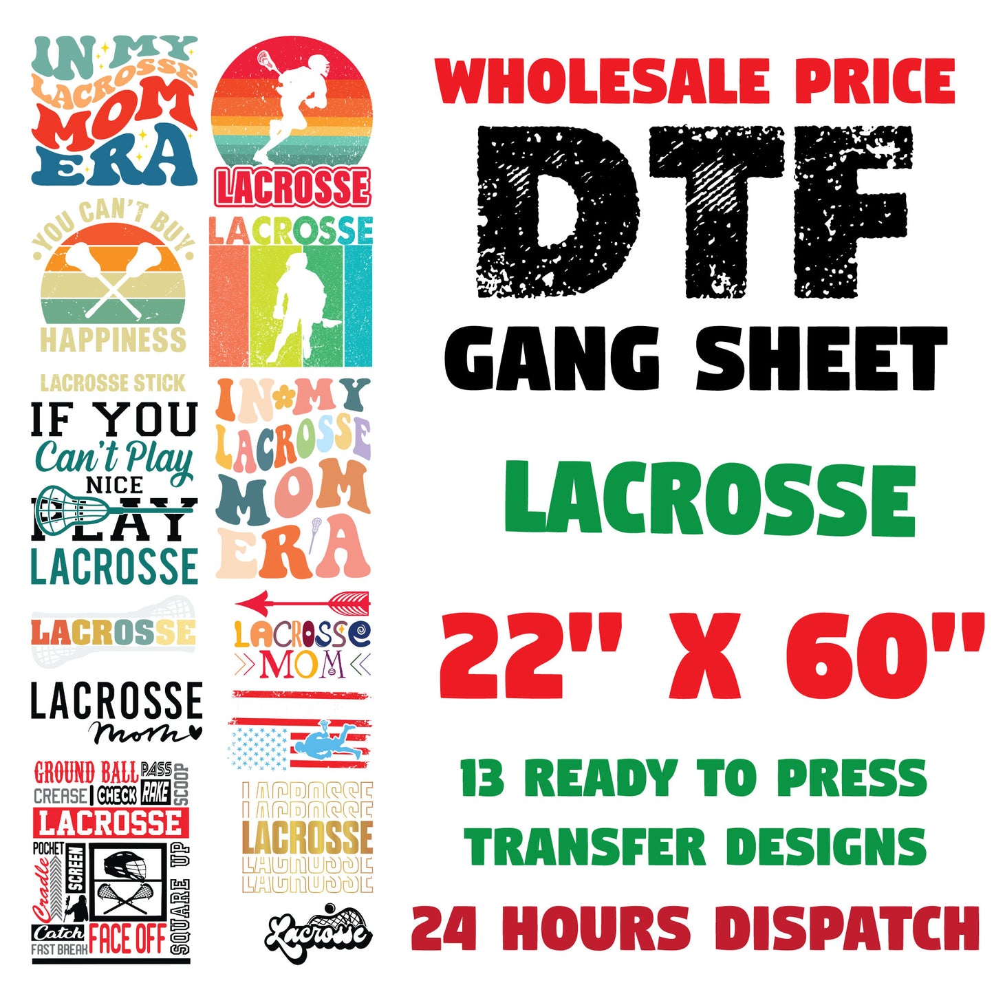 Lacrosse Funny DTF Transfer Premade Gangsheet