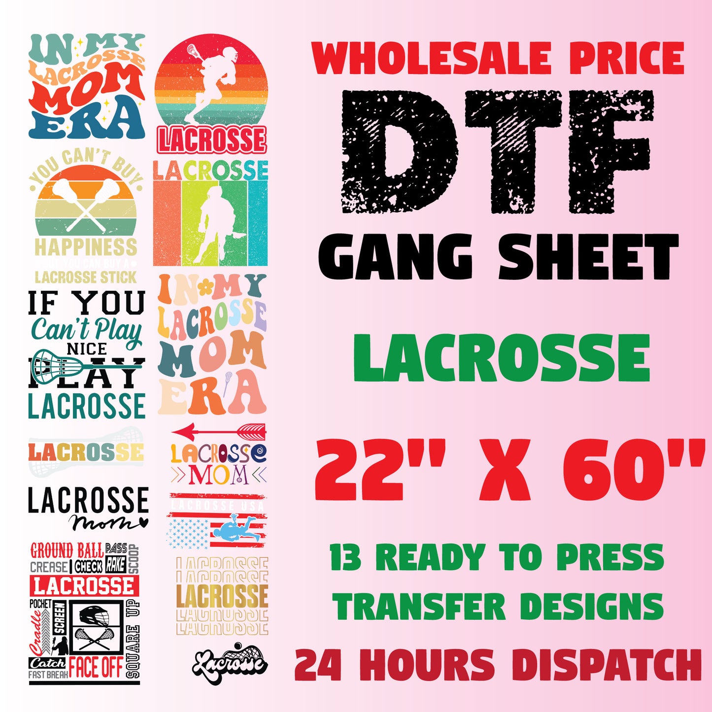 Lacrosse Funny DTF Transfer Premade Gangsheet