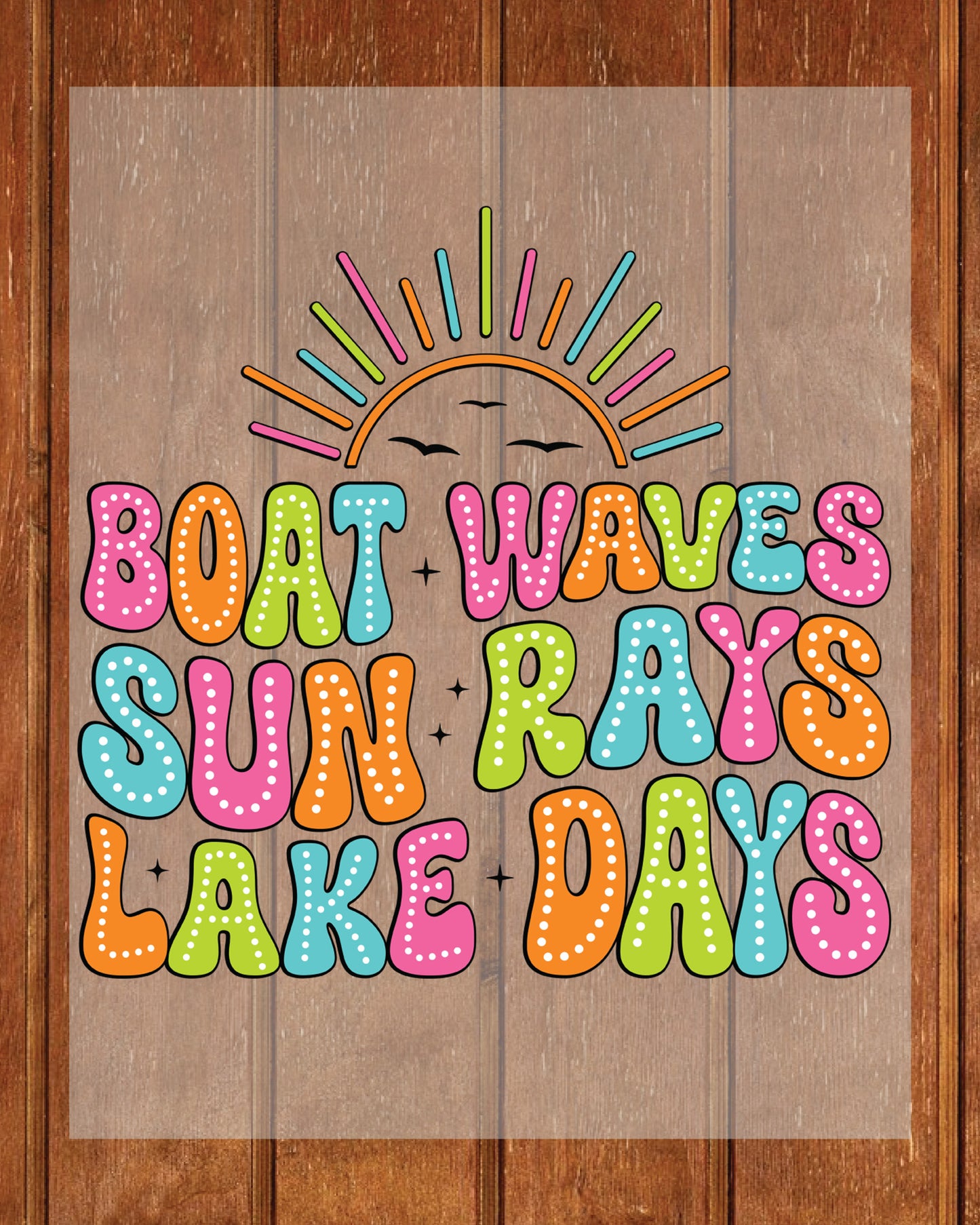 Lake Boat Waves Sun Rays DTF Transfer