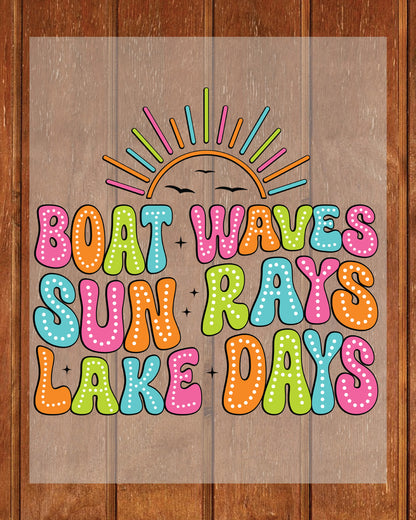 Lake Boat Waves Sun Rays DTF Transfer