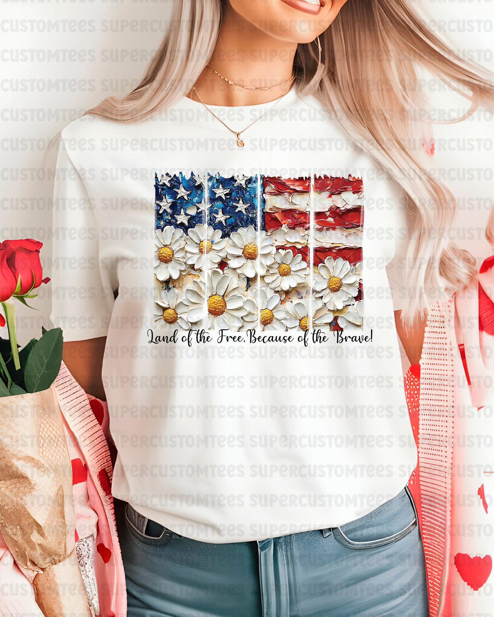 Land of the Free Because of the Brave DTF Transfer