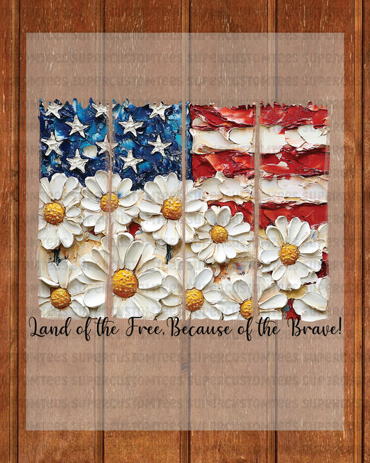 Land of the Free Because of the Brave DTF Transfer