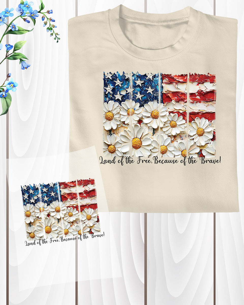 Land of the Free Because of the Brave DTF Transfer