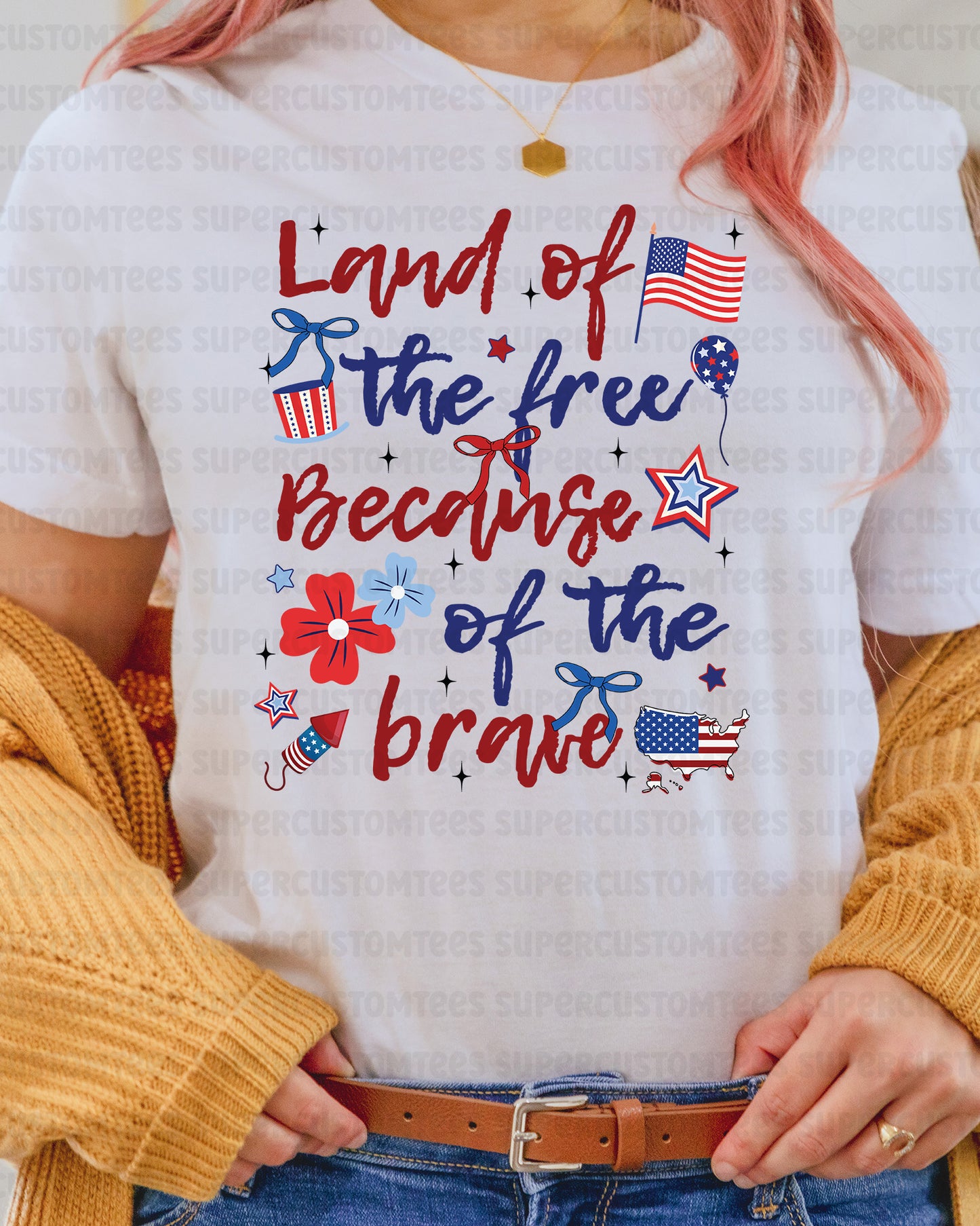 Land of the Free Because of the Brave DTF Transfer Ready to Press